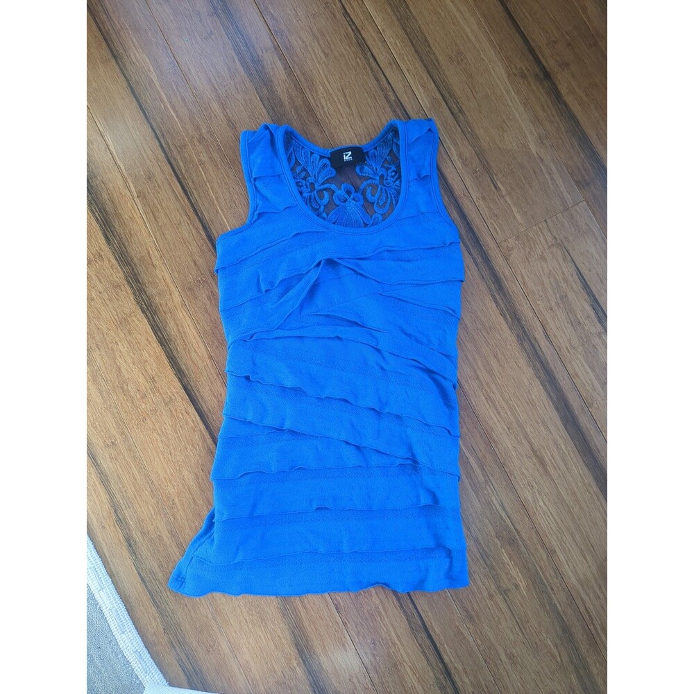 IZ Byer Blue Lace Detail Tank